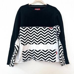 Sprayground‎ Black and White Chevron Long-Sleeve Shirt, Size M